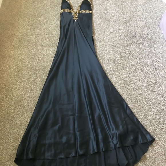 PROM READY FABULOUS BEJEWELED HALTER NECK LOW BACK SATIN GOWN W/Matching Jacket - Picture 7 of 14